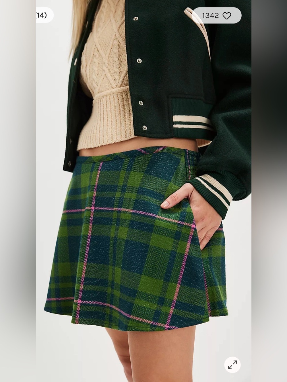 Free People Paradise Found Menswear mini skort green combo colorway
